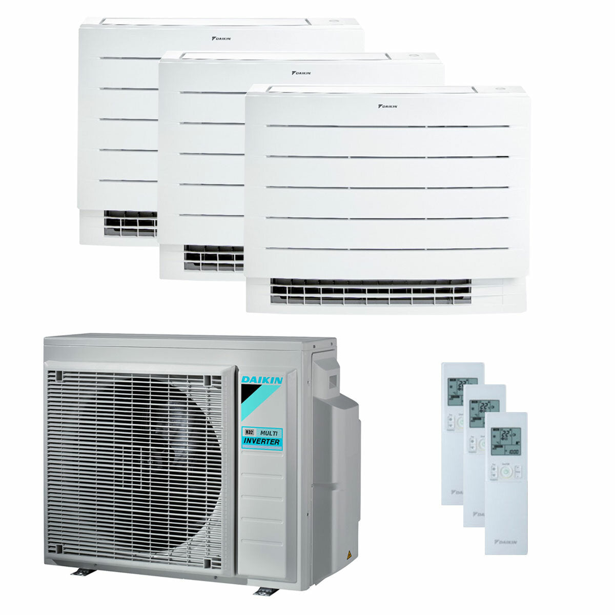 Daikin Perfera Floor trial split air conditioner 7000 + 7000 + 9000 BTU inverter A +++ wifi outdoor unit 5.2 kW