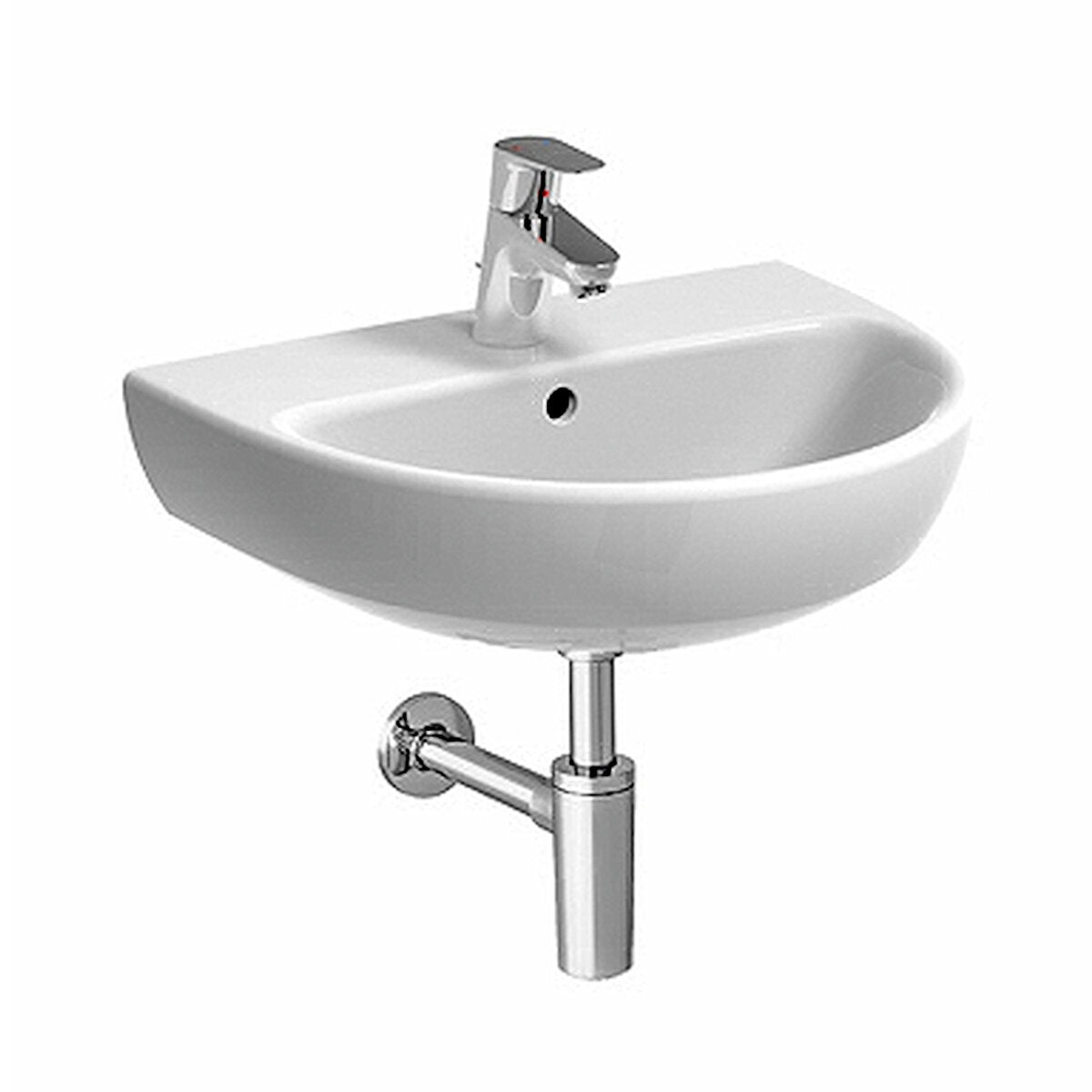 Geberit Selnova 55 cm single hole suspended washbasin in glossy white