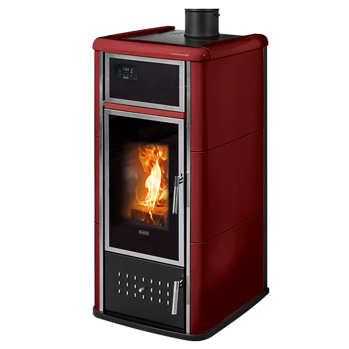 Klover Belvedere 20 26 kW Idro Holzofen + ACS-Kit Bordeaux Lucido