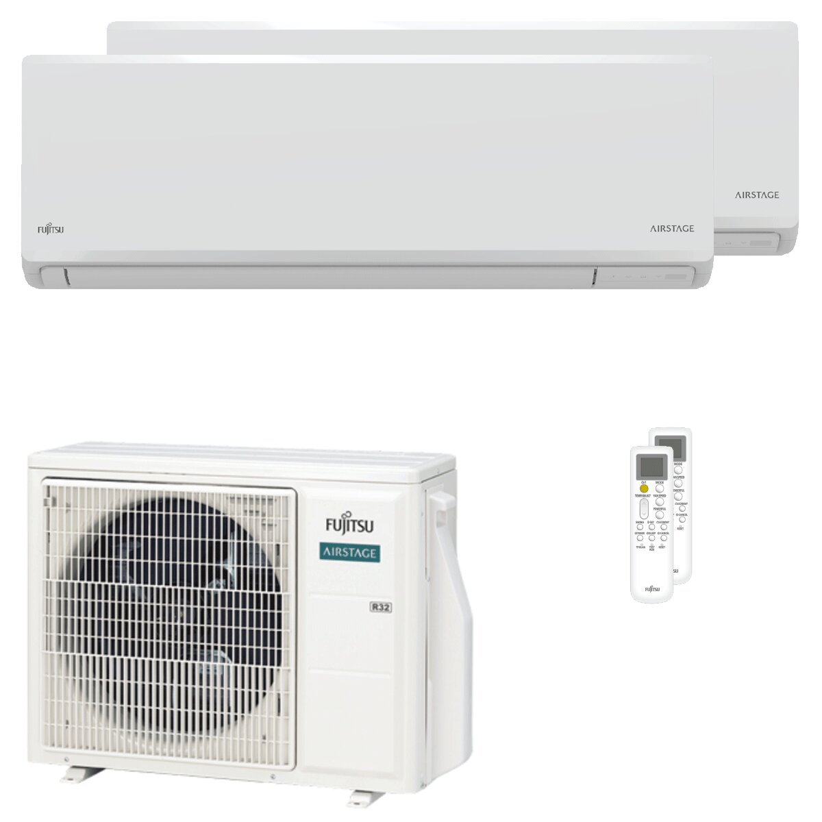 Climatiseur double split WiFi Fujitsu série KN 12 000 + 12 000 BTU Inverter A+++ unité externe Wi-Fi 5 kW 