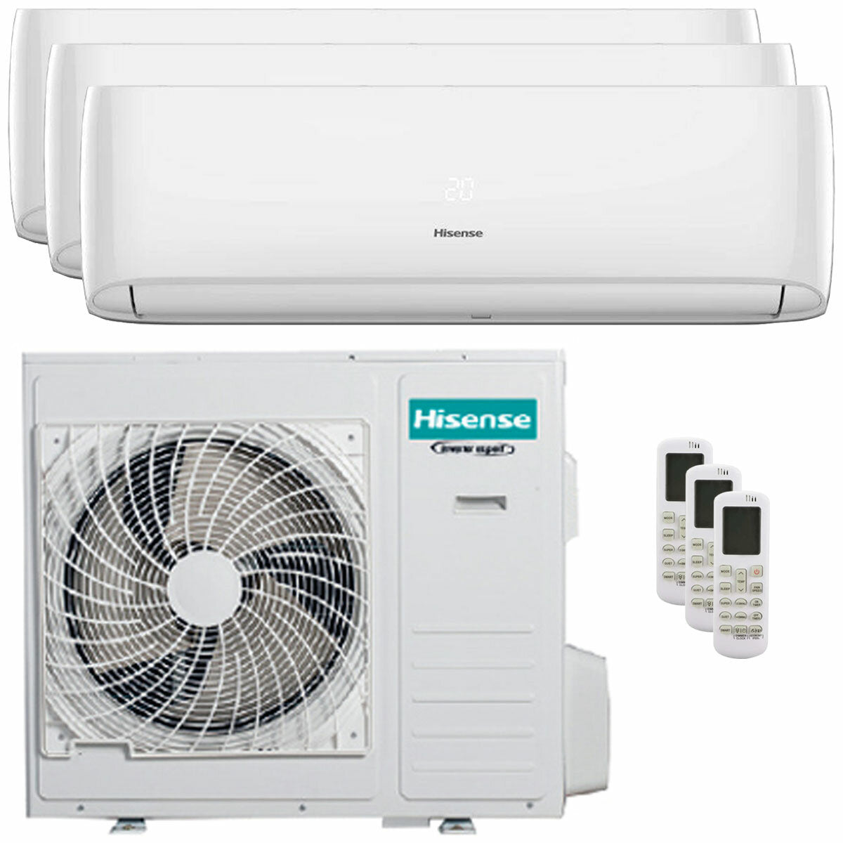 Hisense Hi-Comfort Trial-Split-Klimaanlage 12000+12000+18000 BTU Inverter A++ WLAN-Außeneinheit 10,0 kW