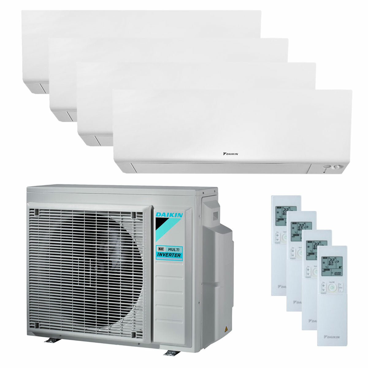 Daikin Perfera Wall Klimaanlage Quad Split 5000 + 5000 + 5000 + 5000 BTU Wechselrichter A +++ WLAN Außengerät 6,8 kW