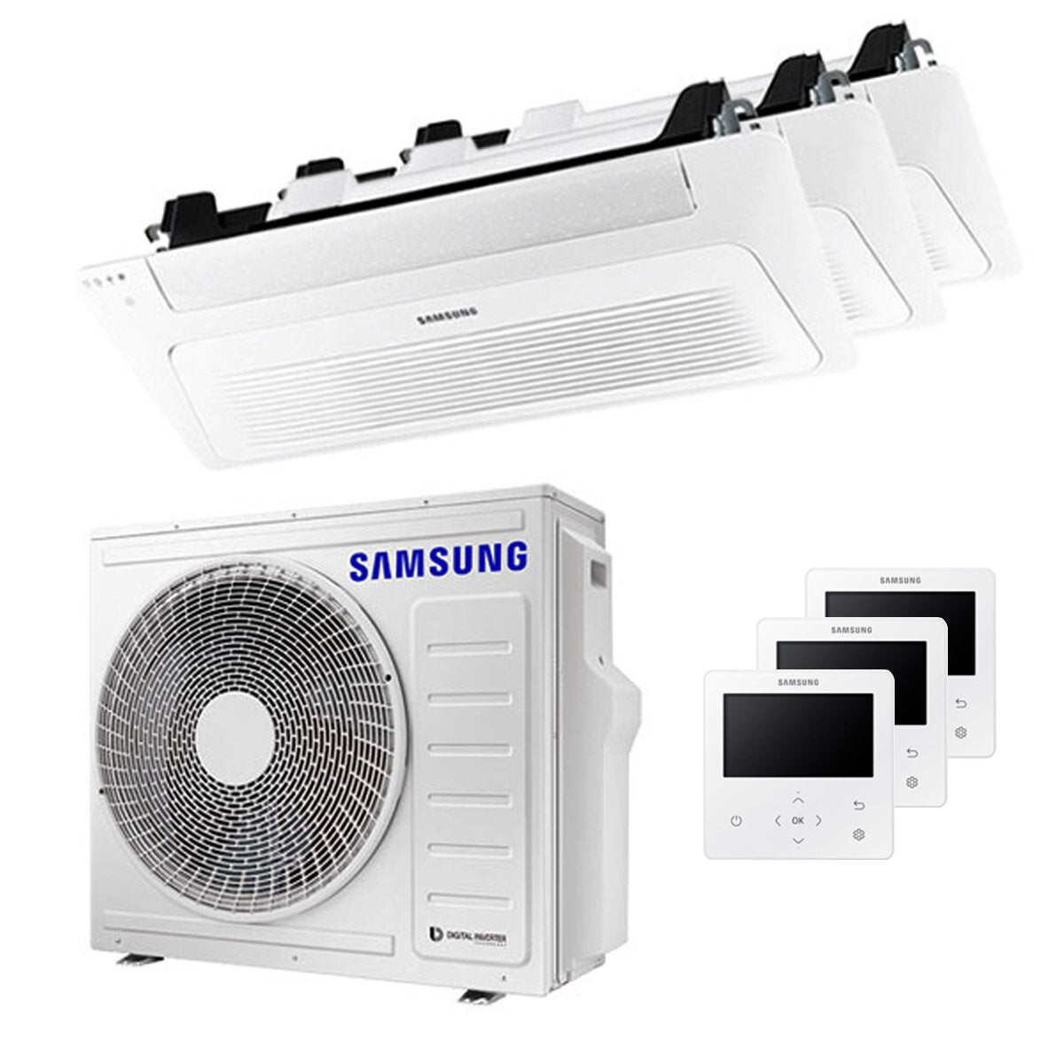 Samsung Air Conditioner Cassette WindFree 1 Way Trial Split 9000 + 12000 + 12000 BTU Inverter A++ Außengerät 6,8 kW