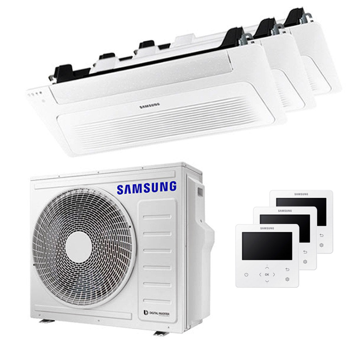 Samsung Air Conditioner Cassette WindFree 1 Way trial split 9000 + 12000 + 12000 BTU inverter A ++ outdoor unit 6,8 kW