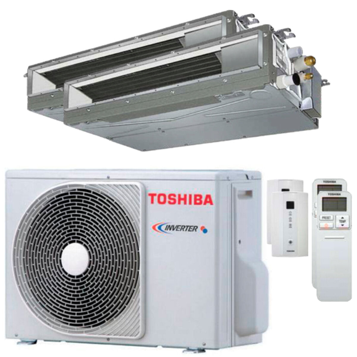 Toshiba ducted U2 dual split air conditioner 9000+12000 BTU inverter A++ external unit 5.2 kW