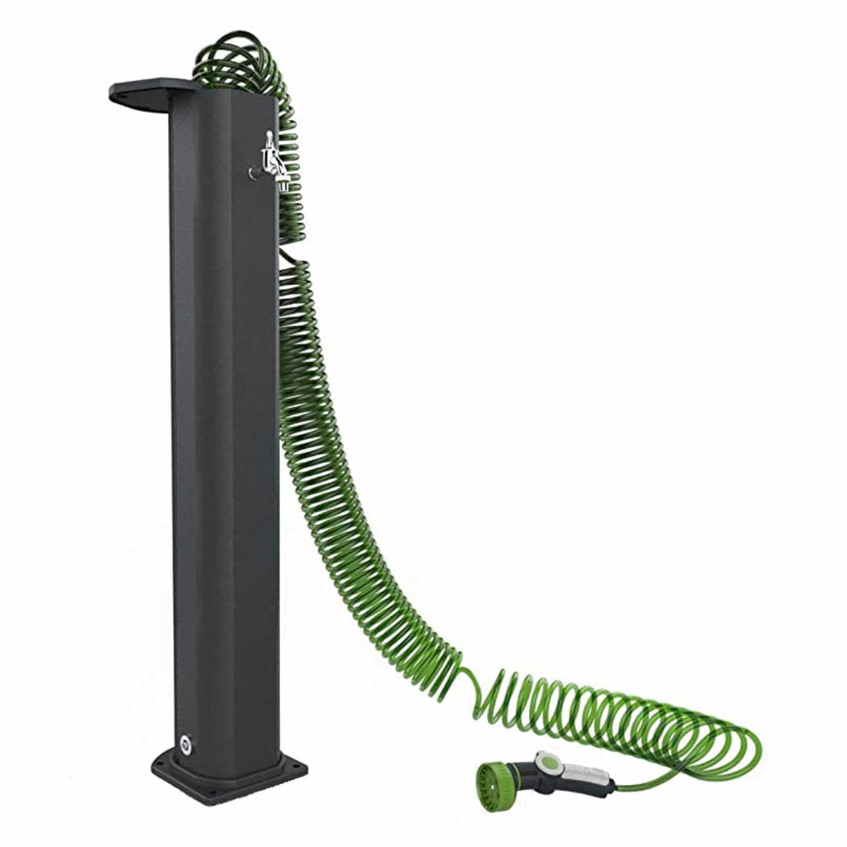 Arkema Garden Surprise anthracite column garden fountain in aluminum with removable hose and watering gun