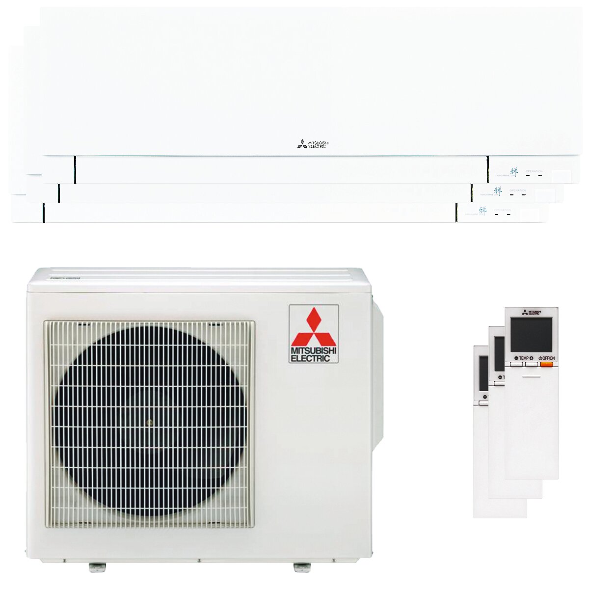 Mitsubishi Electric Kirigamine Zen MSZ-EF Trial Split Klimaanlage 9000 + 9000 + 12000 BTU Inverter A++ Outdoor Wifi 5,4 kW weiß