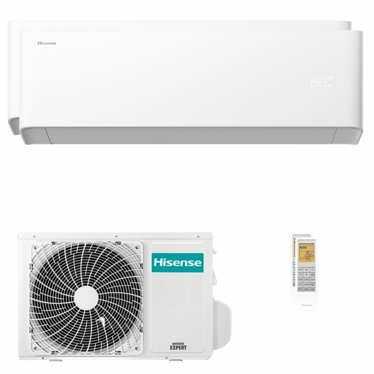 Climatiseur split Hisense Uni HB 7000+9000 BTU Inverter A++ avec Wi-Fi, unité extérieure 3,5 kW 