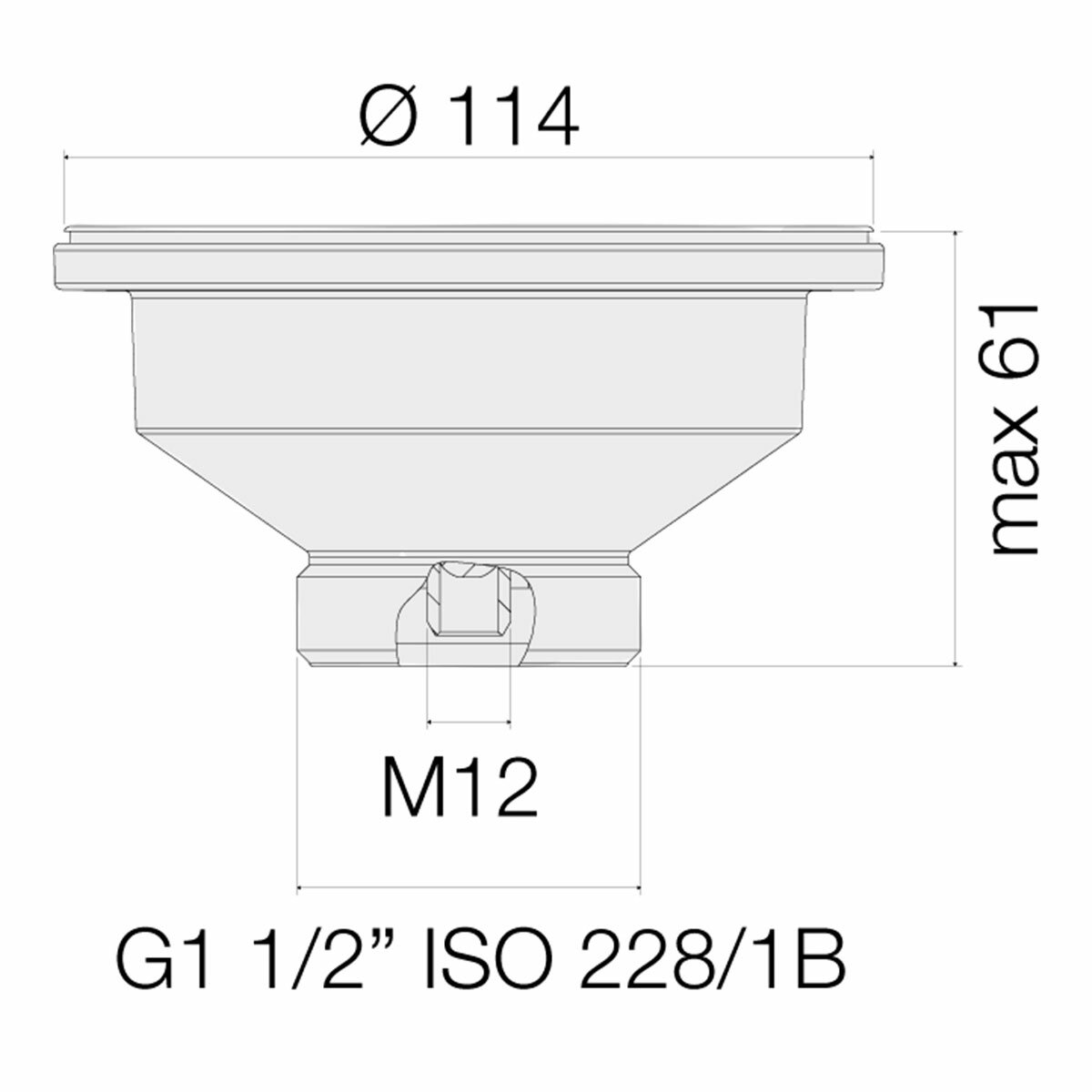 Valsir 3" 1/2 waste with basket and without overflow