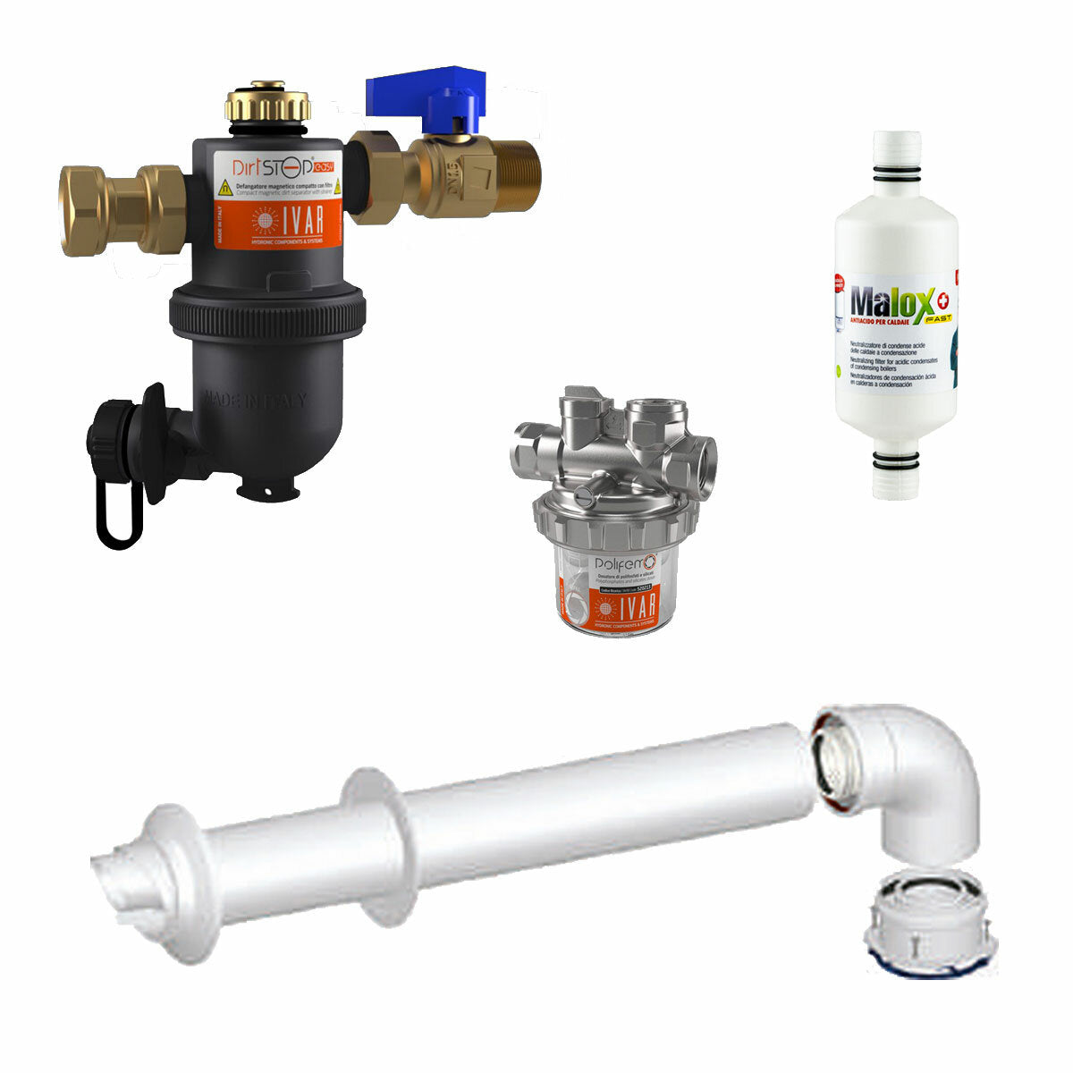 Immergas boiler installation kit with dirt separator - polyphosphate dispenser - condensate neutralizer - coaxial fume exhaust