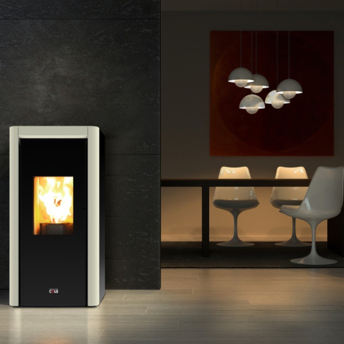 Cola Grace 10 kW air pellet stove WiFi burgundy