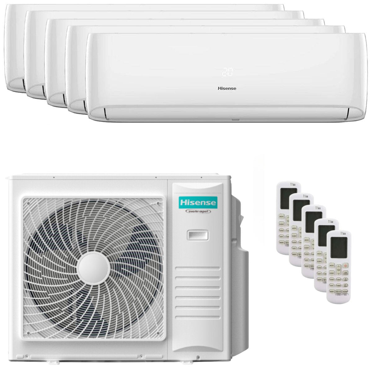 Hisense Hi-Comfort 2025 Penta Split Klimaanlage 7000+7000+7000+7000+7000 BTU Inverter A++ WLAN Außeneinheit 10 kW 