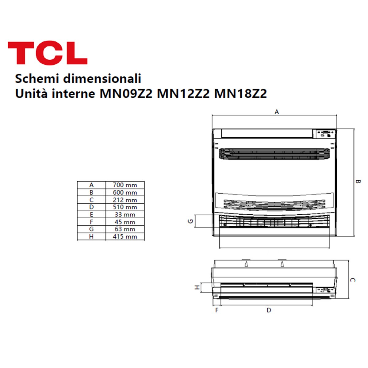 Climatiseur TCL Console Z Series 12 000 BTU R32 Inverter Wi-Fi A++/A+