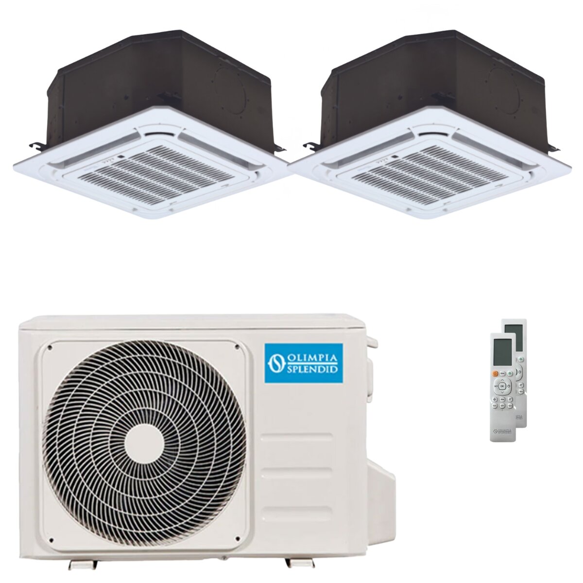 Olimpia Splendid Nexya S6 E Cassette dual split air conditioner 9000+9000 BTU inverter A++ external unit 5.3 kW