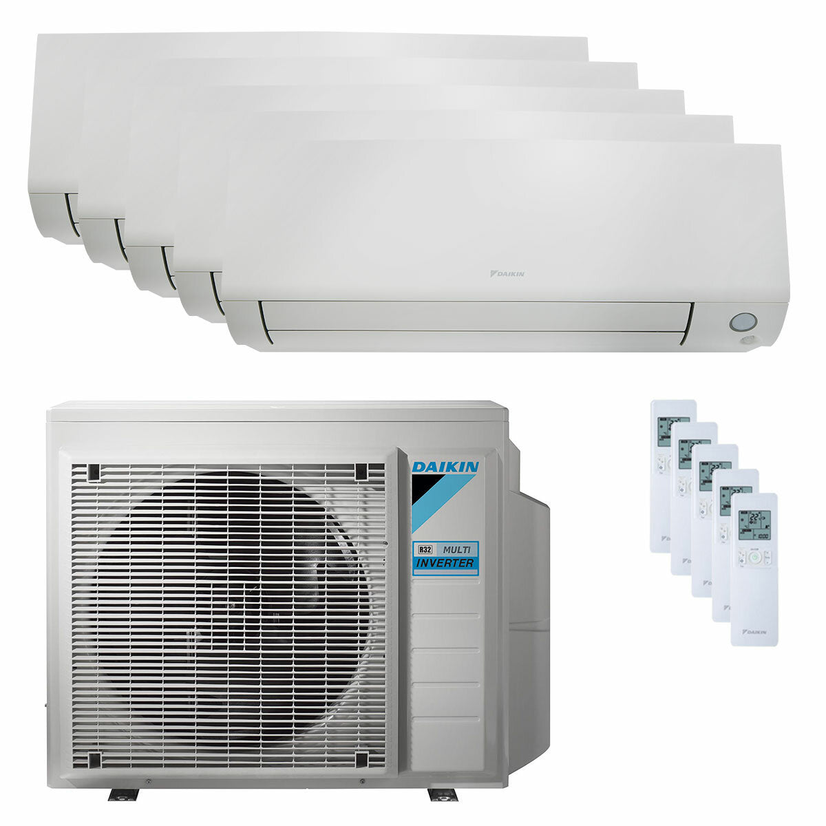 Daikin Perfera All Seasons Penta-Split-Klimaanlage 7000+9000+9000+12000+12000 BTU Inverter A++ WLAN-Außeneinheit 7,8 kW 