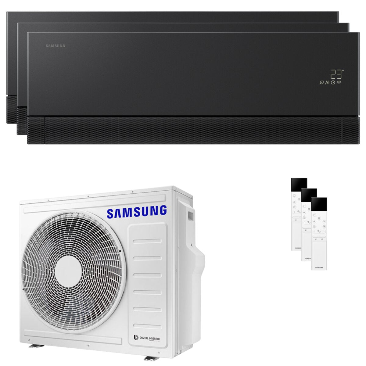 Climatiseur split Samsung WindFree Première (essai) 7000+9000+12000 BTU inverter A++ wifi, unité extérieure 6,8 kW, couleur stéatite et charbon actif