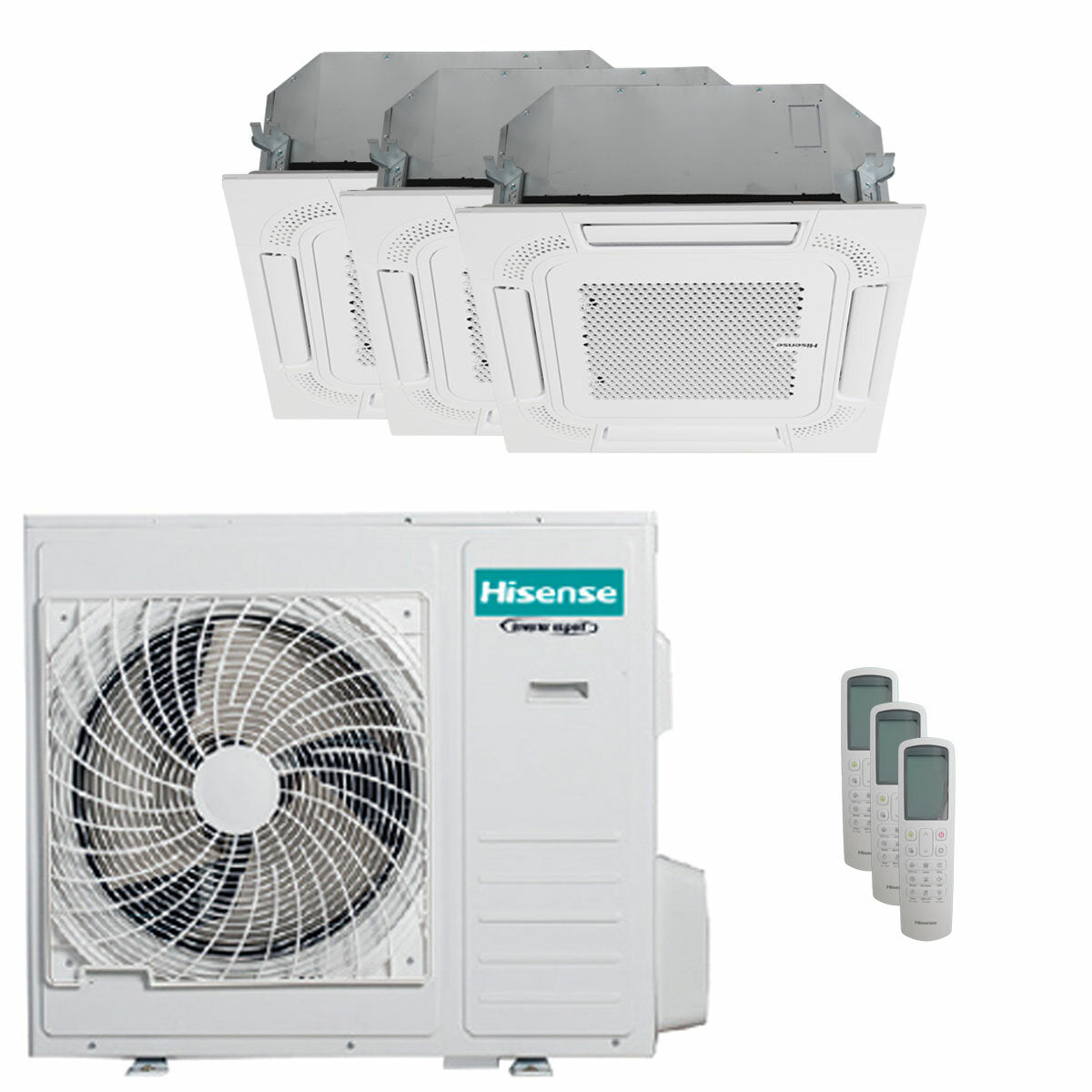 Hisense air conditioner Cassette ACT trial split 9000+18000+18000 BTU inverter A++ outdoor unit 10 kW
