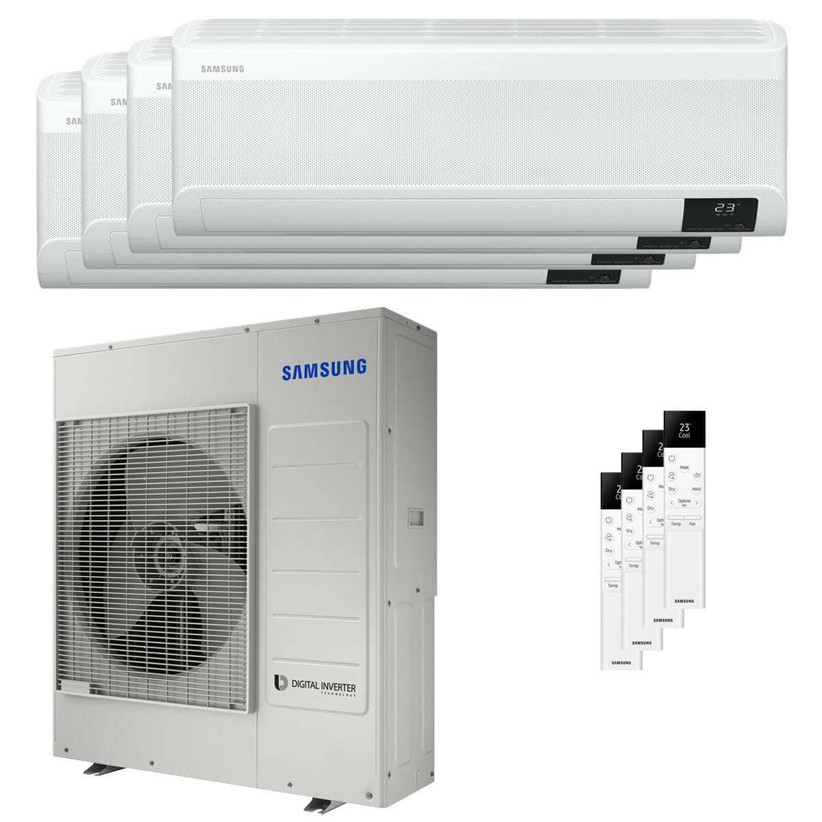 Samsung Windfree Elite 2023 Quad-Split-Klimaanlage 9000+12000+12000+12000 BTU Inverter A++ WLAN-Außeneinheit 10 kW