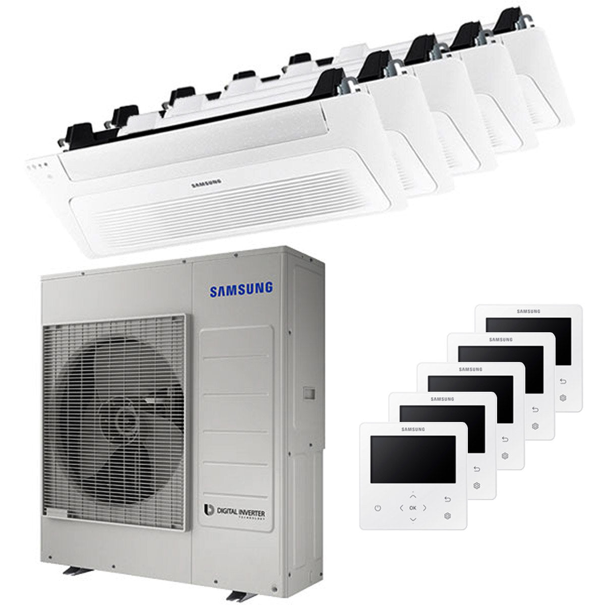 Samsung Climatiseur WindFree Cassette 1 voie penta split 9000 + 9000 + 9000 + 12000 + 12000 BTU inverter A++ unité extérieure 10,0 kW