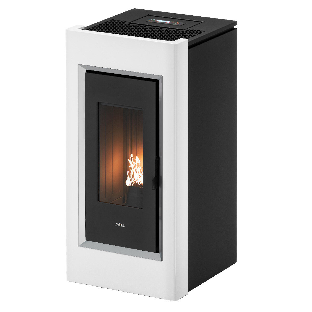 CADEL Prince Plus 11 kW white pellet stove with ducted air and Wi-Fi