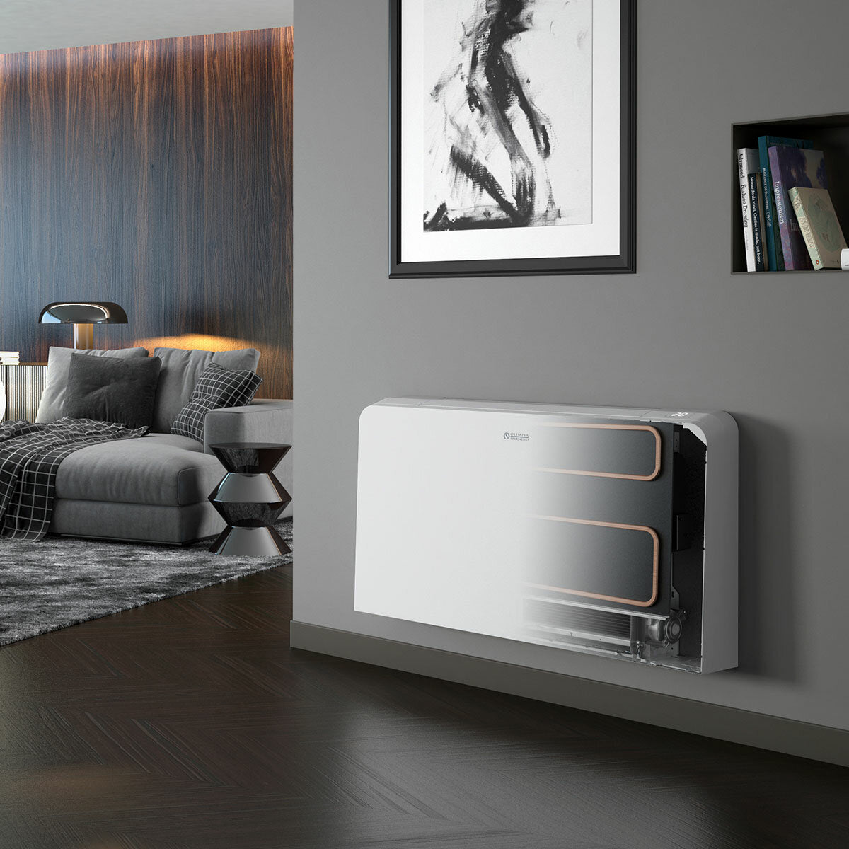 Gebläsekonvektor mit Strahlungsplatte Olimpia Splendid Bi2 SLR AIR Inverter 800 DC kW 4,10 - 3,29 + TR-Steuerung und Fernbedienung