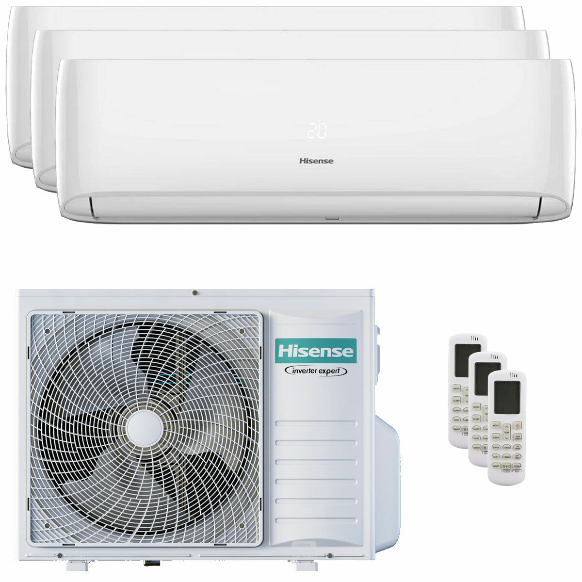 Climatiseur Hisense Hi-Comfort 2025 trial split 9000+12000+18000 BTU inverter A++ wifi unité externe 8 kW 