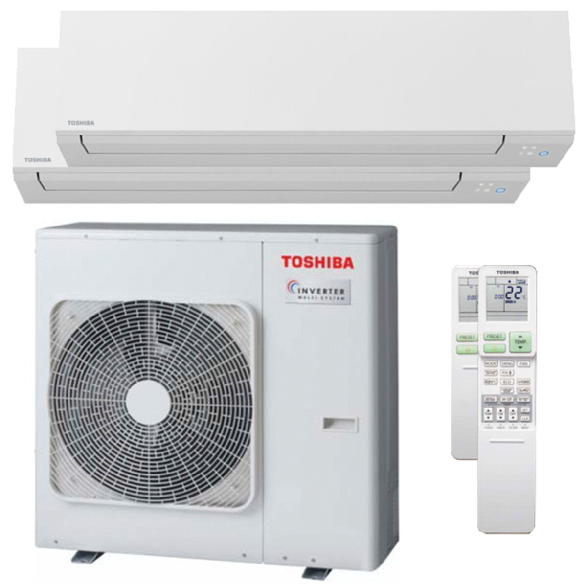Toshiba SHORAI Edge-Klimaanlage Dual Split 24000+24000 BTU Inverter A+ WLAN-Außeneinheit 10 kW
