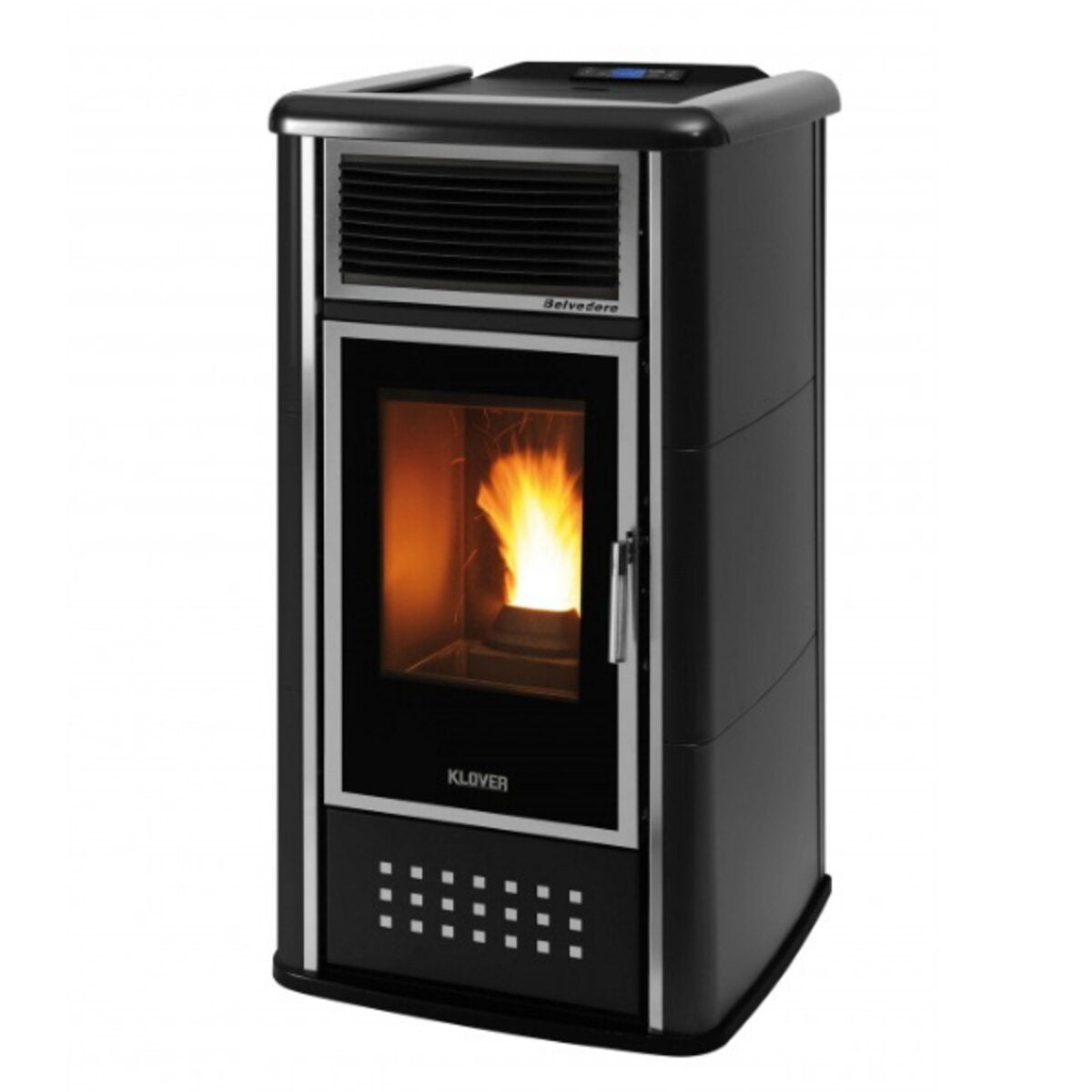 Klover Belvedere 28 Pelletofen 23,7 kW Wasser + Luft + AC mattschwarzes Set
