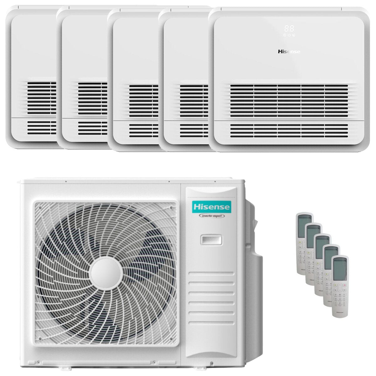 Climatiseur Hisense Console AKT penta split 9000+9000+9000+9000+9000 BTU inverter A++, unité extérieure 10 kW
