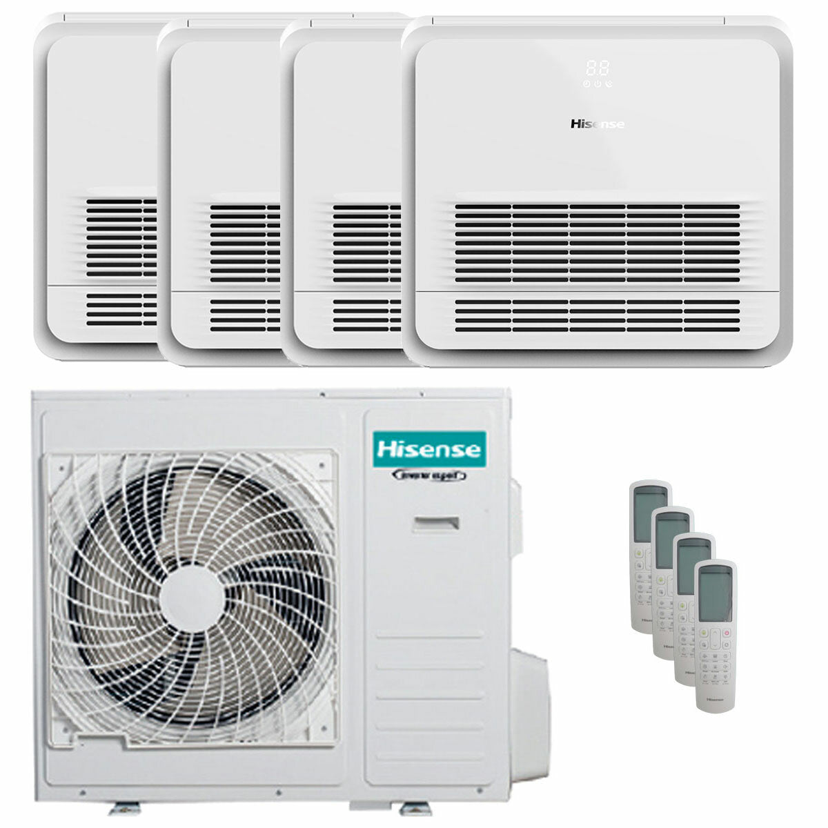 Hisense Console AKT Klimaanlage Quadri Split 9000+9000+18000+18000 BTU Inverter A++ Außeneinheit 10 kW