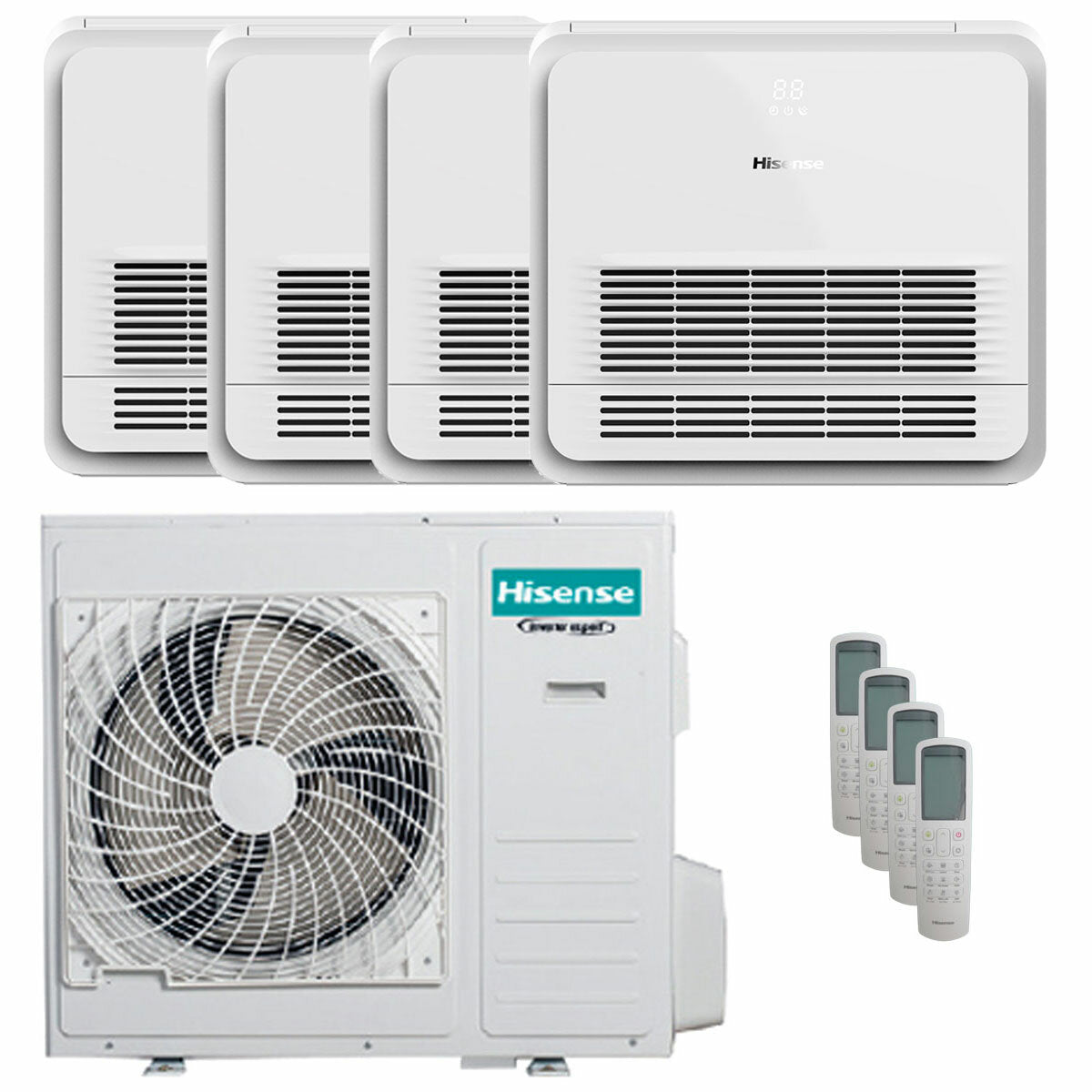 Hisense Console AKT air conditioner quadri split 12000+12000+12000+18000 BTU inverter A++ outdoor unit 10 kW