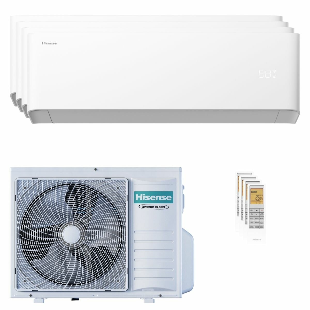Hisense Uni HB Quad-Split-Klimaanlage 7000+7000+7000+18000 BTU Inverter A++ WLAN-Außeneinheit 8 kW 