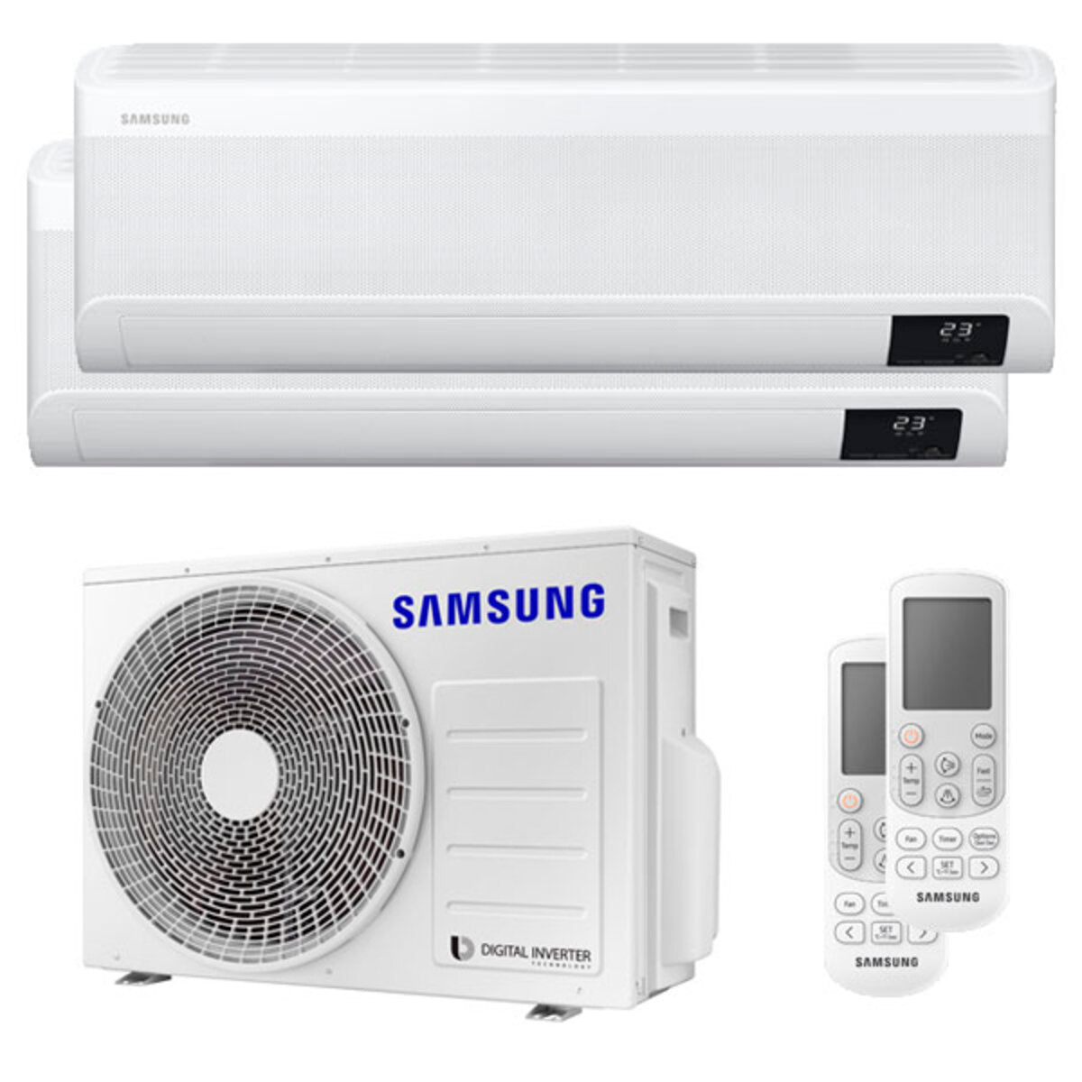 Climatiseur Samsung WindFree AVANT double split 7000 + 18000 BTU onduleur A ++ wifi unité extérieure 5,2 kW