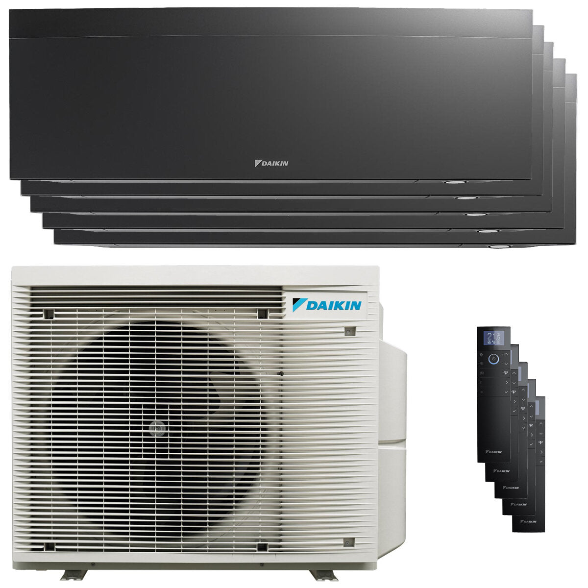 Daikin Emura 3 Klimaanlage Penta Split 7000+9000+9000+9000+15000 BTU Inverter A+ WLAN Außengerät 7,8 kW Schwarz