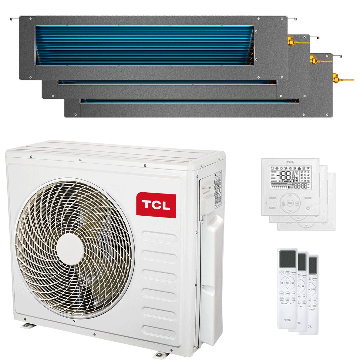 TCL Kanalklimaanlage D-Serie Trial Split 12000+18000+18000 BTU Inverter A++ WLAN Außeneinheit 12,2 kW 