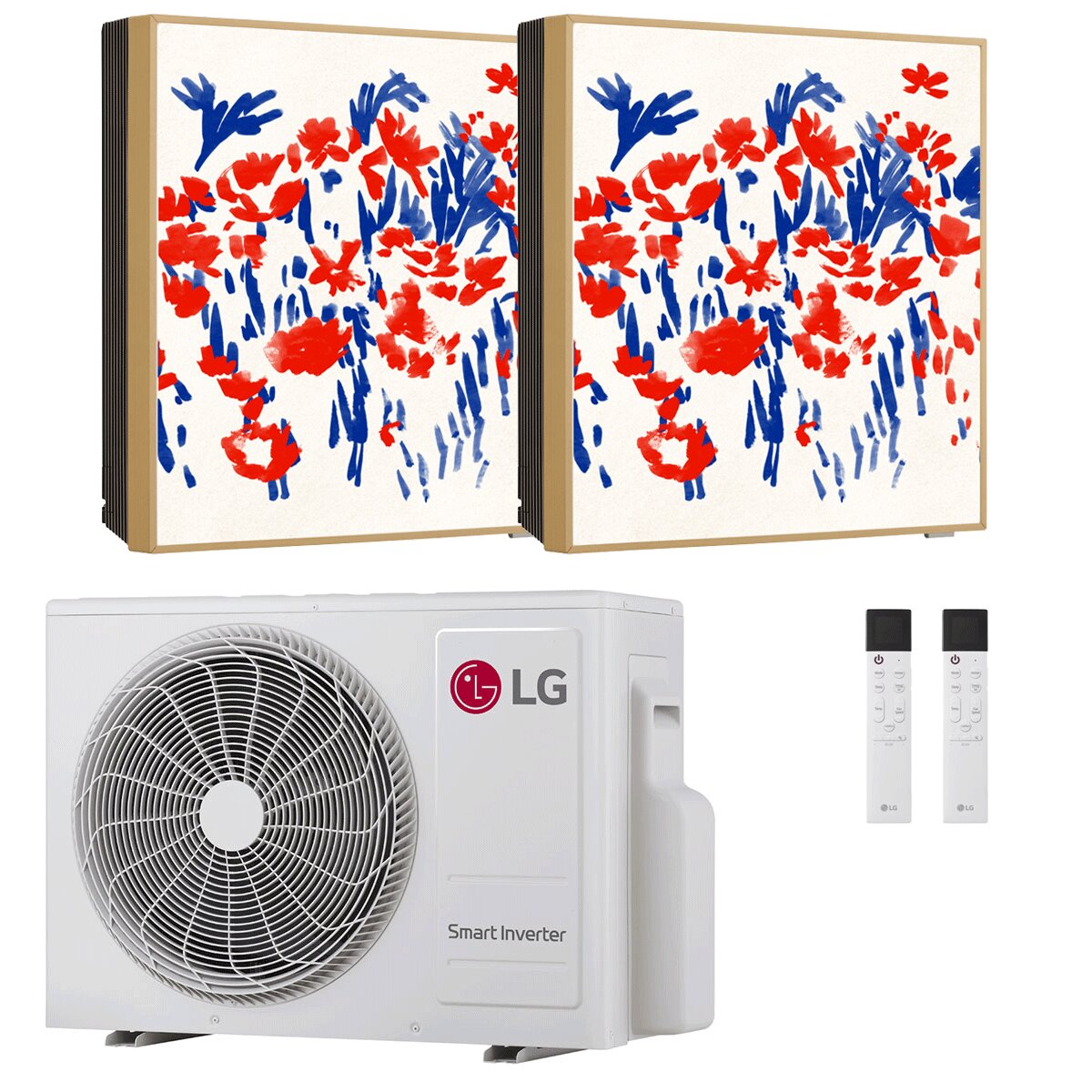 LG ARTCOOL Gallery PHOTO Dual-Split-Klimaanlage mit 9000+9000 BTU Inverter-Technologie, Energieeffizienzklasse A+++, WLAN und 4,1 kW Außengerät 