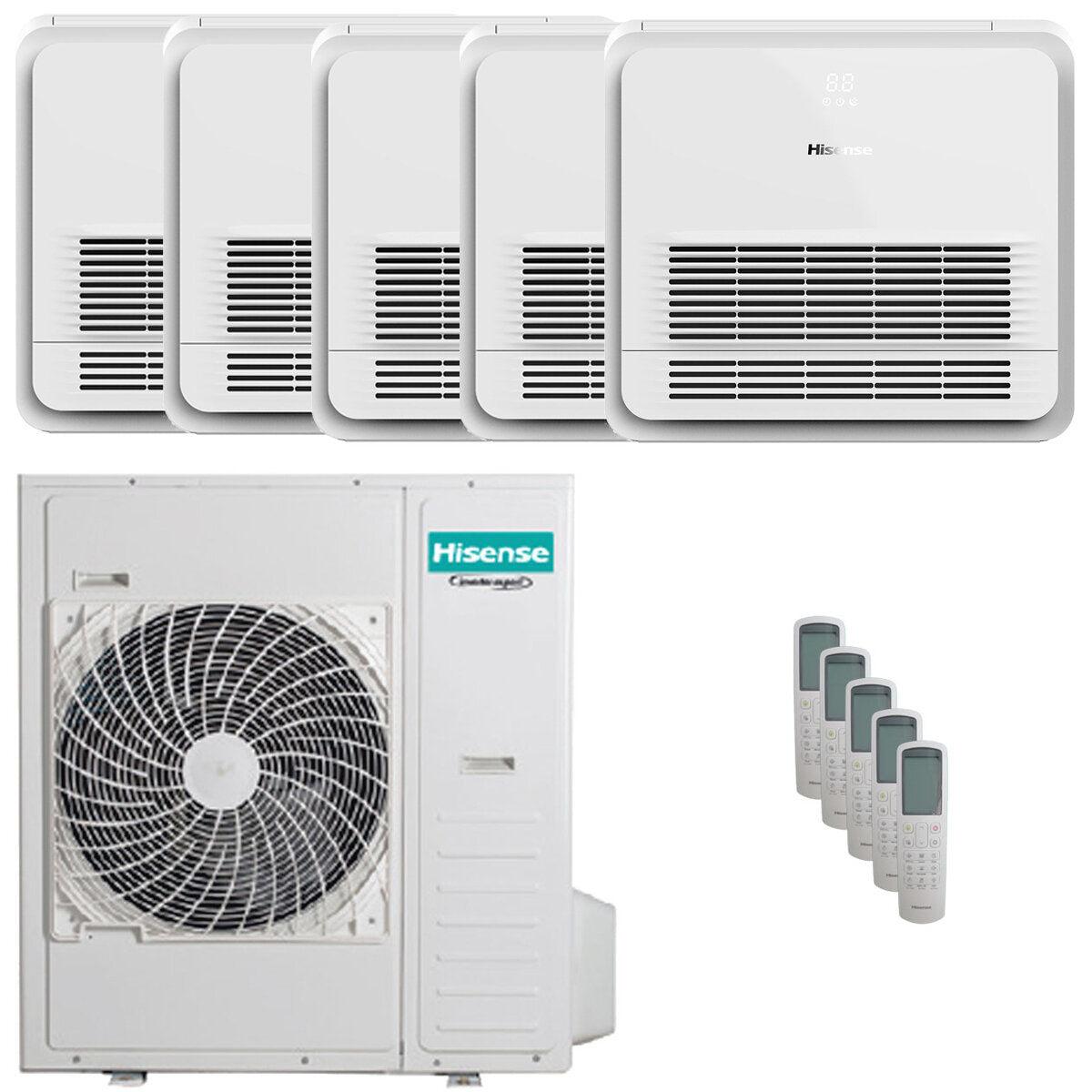 Hisense Console AKT penta split air conditioner 9000+9000+12000+12000+12000 BTU inverter outdoor unit 12.5 kW