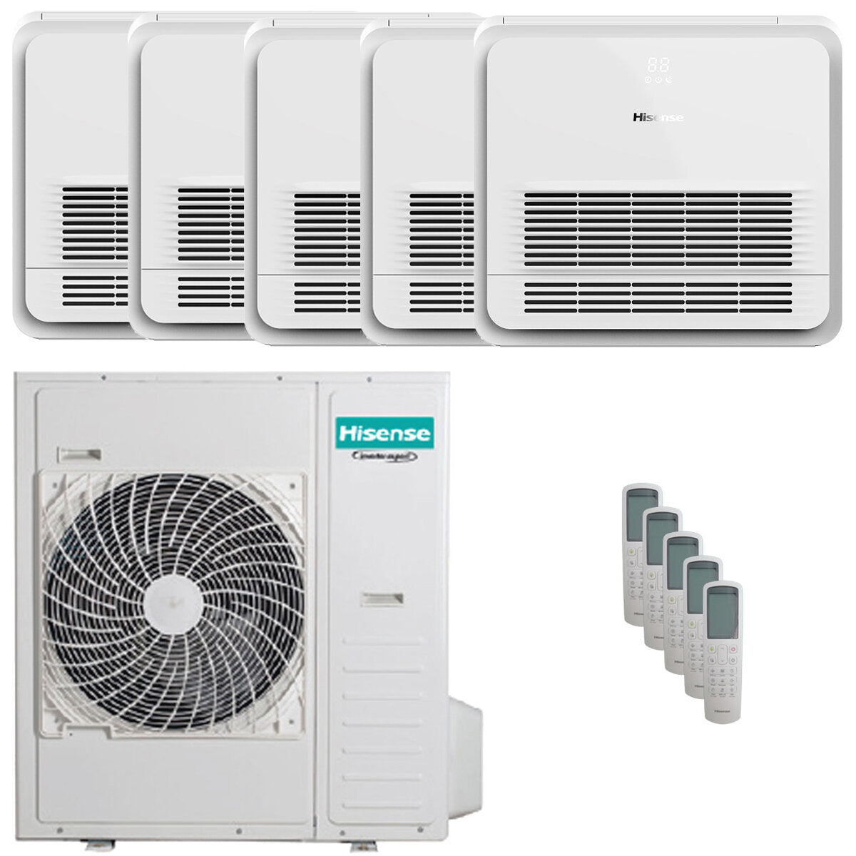 Hisense Console AKT penta split air conditioner 9000+9000+9000+9000+18000 BTU inverter outdoor unit 12.5 kW