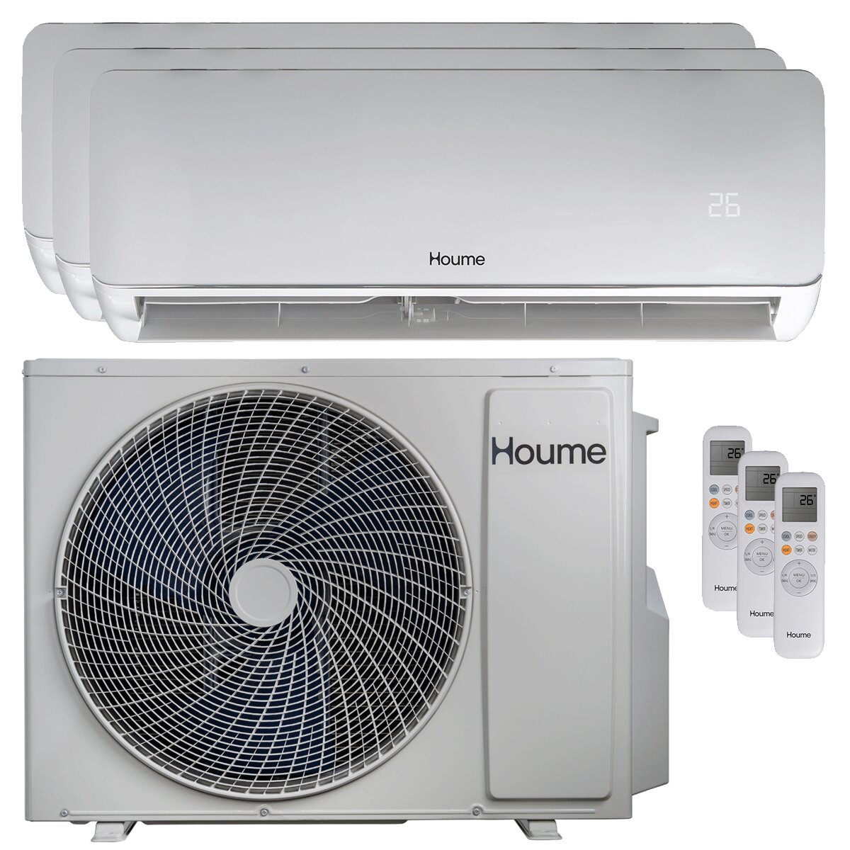 Houme Elèa Flow Trial Split Klimaanlage 9000+9000+12000 BTU R32 Inverter A++ WiFi Außeneinheit 7,9 kW