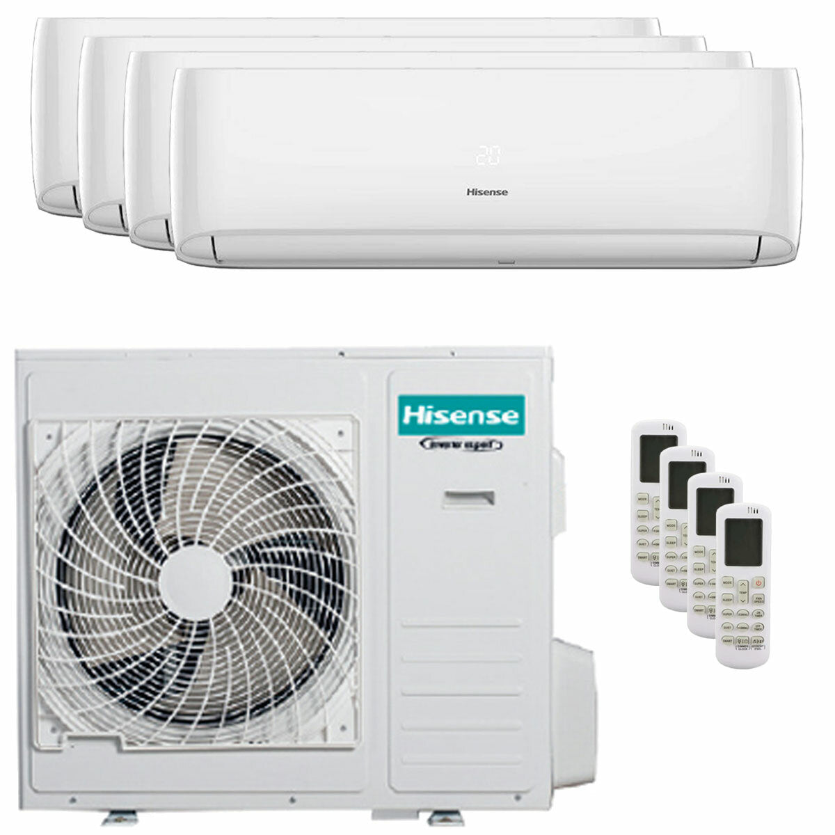 Hisense Hi-Comfort Quadri Split Klimaanlage 9000+9000+12000+12000 BTU Wechselrichter A++ WLAN Außengerät 10,0 kW