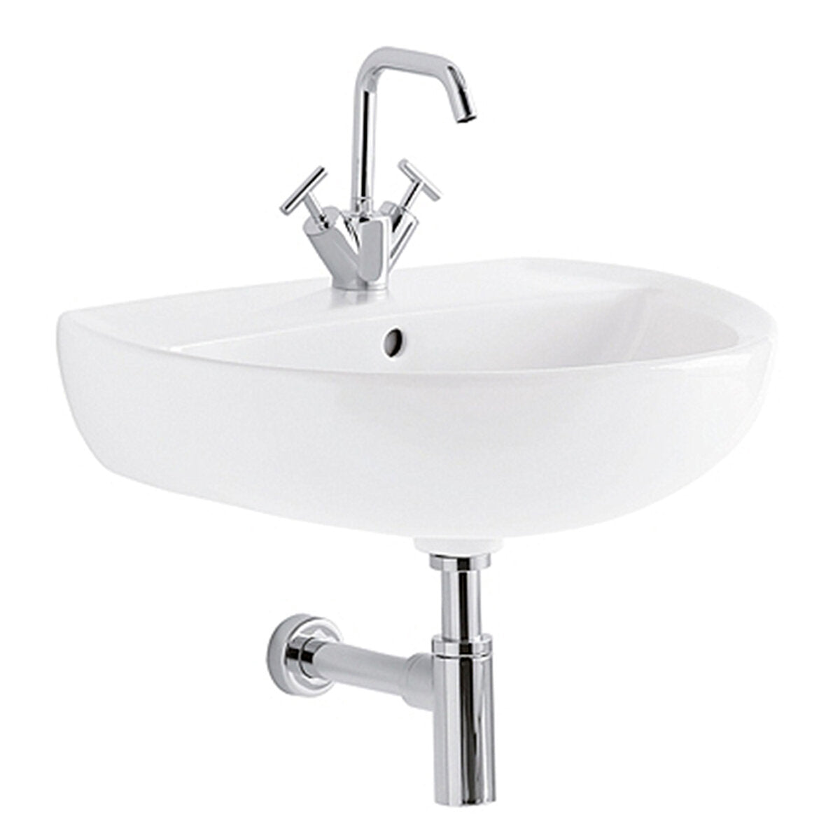 Geberit Colibrì 65 cm single hole wall-mounted washbasin in glossy white
