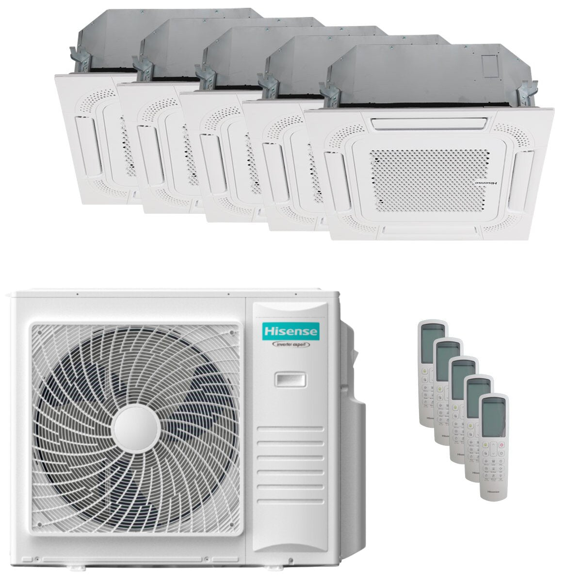 Climatiseur cassette Hisense ACT penta split 9000+9000+9000+9000+18000 BTU inverter A++ unité extérieure 10 kW
