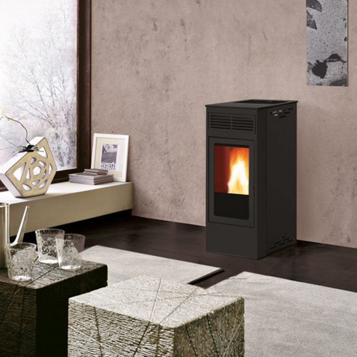 Italiana Camini Yulia 7 kW air pellet stove anthracite grey