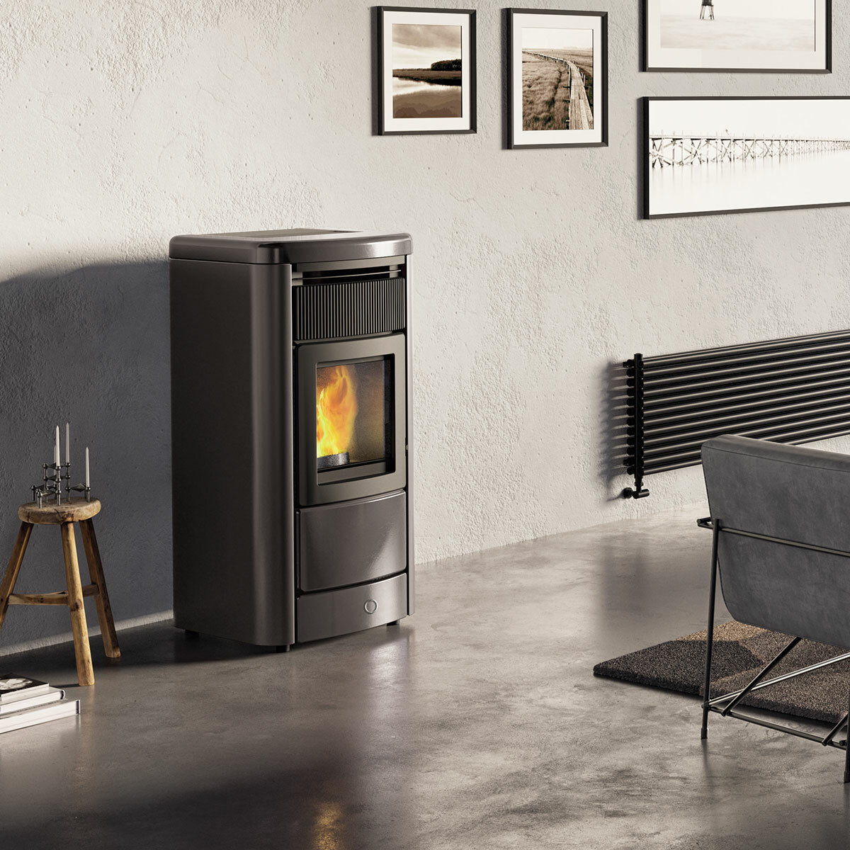 Pellet stove EK63 MONDAY150++ - Edilkamin group - 15 kW ducted air WiFi Dark gray