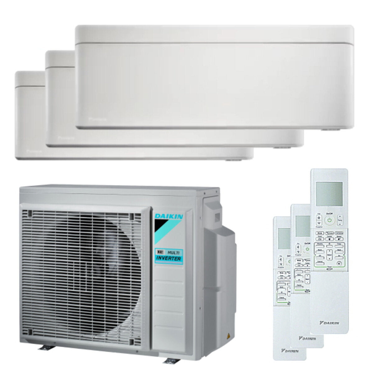 Daikin Stylish trial split air conditioner 7000 + 7000 + 15000 BTU inverter A +++ wifi outdoor unit 5.2 kW