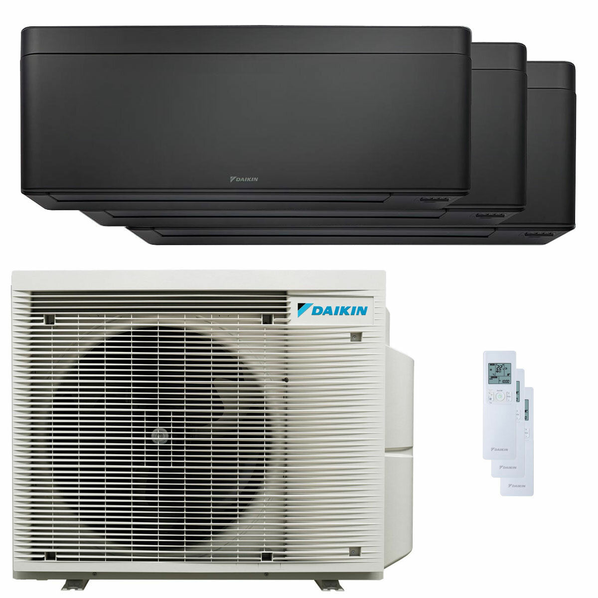 Climatiseur trial split Daikin Stylish Total Black 7000+9000+18000 BTU inverseur A++ unité extérieure wifi 6,8 kW 