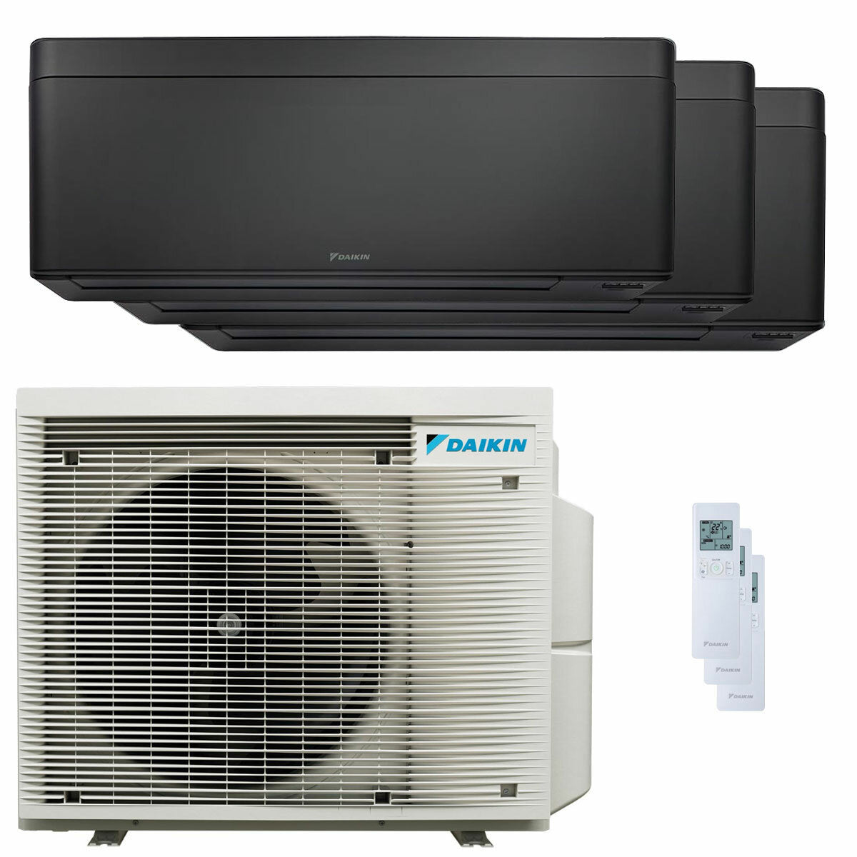 Daikin Stylish Total Black trial split air conditioner 7000+7000+18000 BTU inverter A++ wifi external unit 6.8 kW