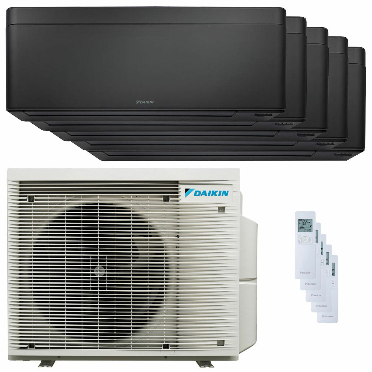 Daikin Stylish Total Black Penta-Split-Klimaanlage 9000+9000+9000+12000+15000 BTU Inverter A++ WLAN-Außeneinheit 7,8 kW 