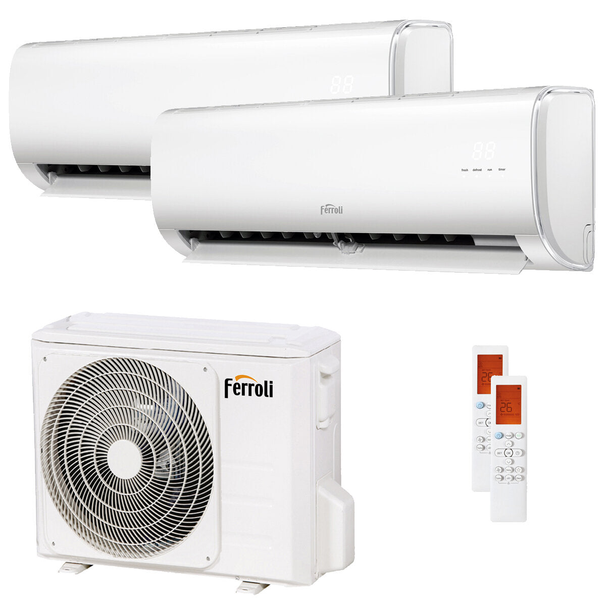 Ferroli Giada dual split air conditioner 12000+18000 BTU inverter A wifi outdoor unit 7.9 kW