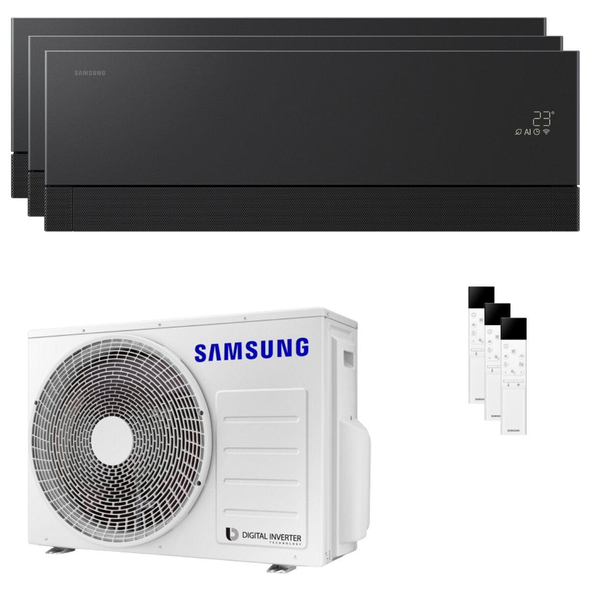 Climatiseur split Samsung WindFree Première (essai) 7000+7000+9000 BTU Inverter A++ Wi-Fi, unité extérieure 5,2 kW, couleur stéatite et charbon actif